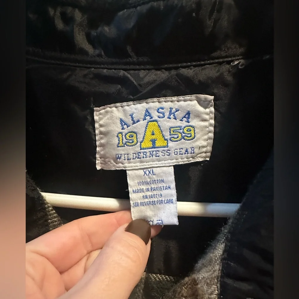 Alaska 1959 Men’s Button Up‎ Plaid Shacket Tan Gray XXL
